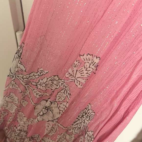 Hemant & Nandita pink metallic embroidered tiered Mini Dress size M - Picture 9 of 14